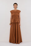 FLYNN RUST LINEN BLEND TIERED TOP