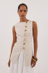 BAYLEE NATURAL SLEEVELESS LINEN TOP