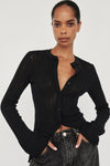 BOWIE BLACK BUTTON THROUGH KNIT TOP