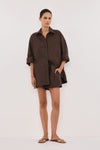 RHEA BITTER CHOC OVERSIZED COTTON SHIRT